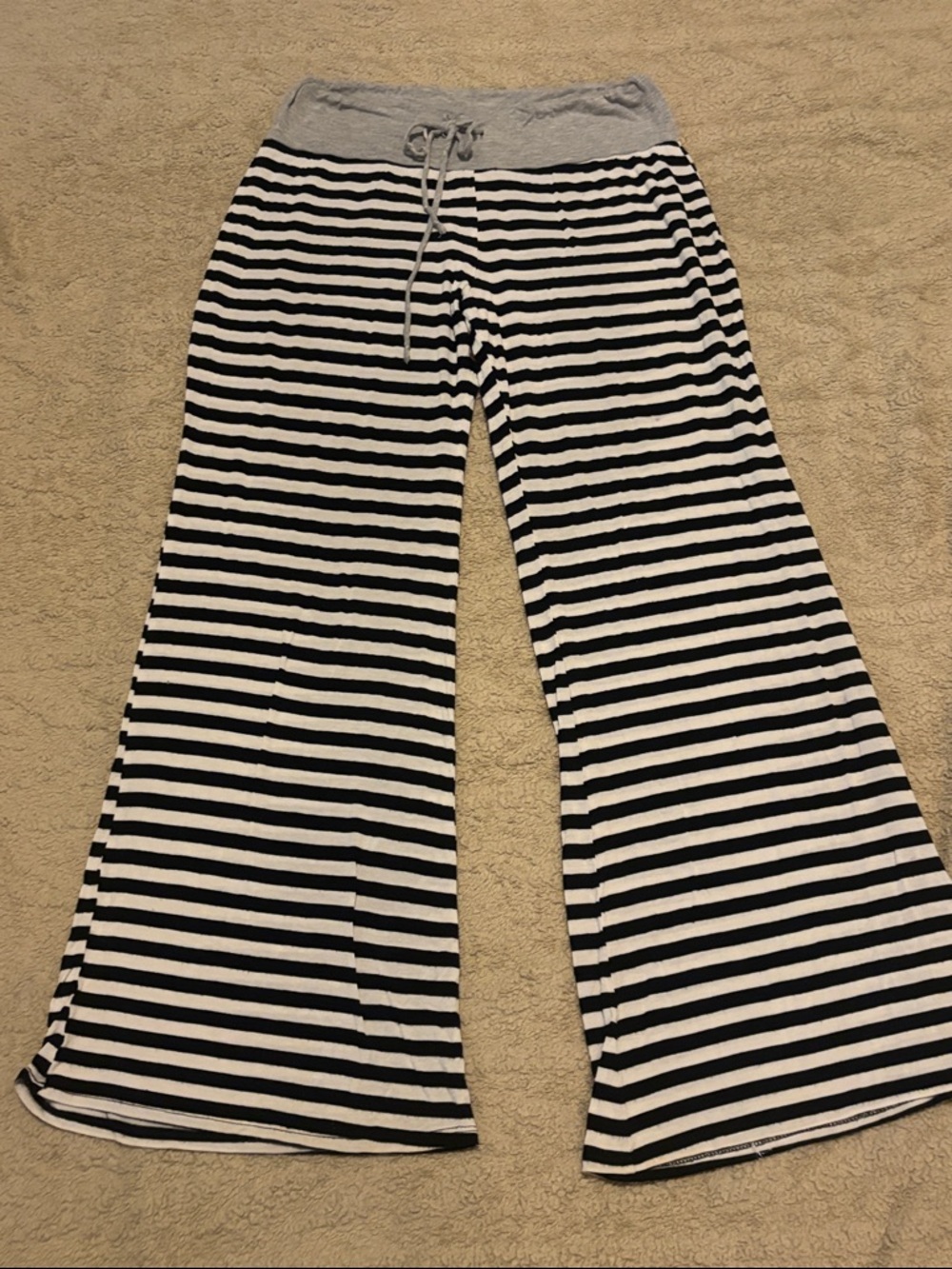 Striped Black & White Wide Leg Lounge Pants